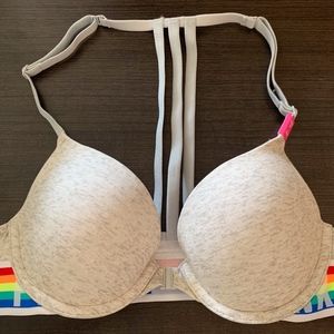 RAINBOW 32 A BRA PINK VICTORIA SERCRET NWT PUSHUP